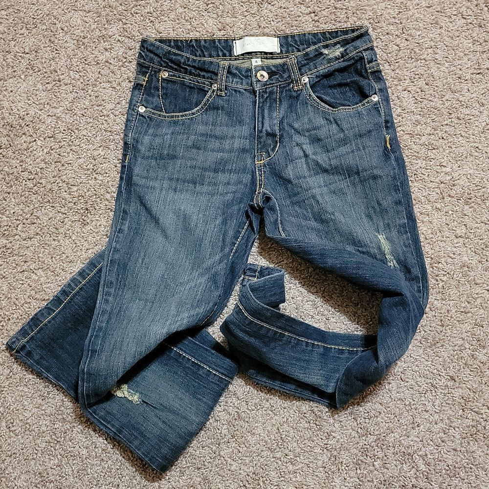 Paper Denim & Cloth Women’s Destructed Jeans Medium Wash Low Rise Sz 4